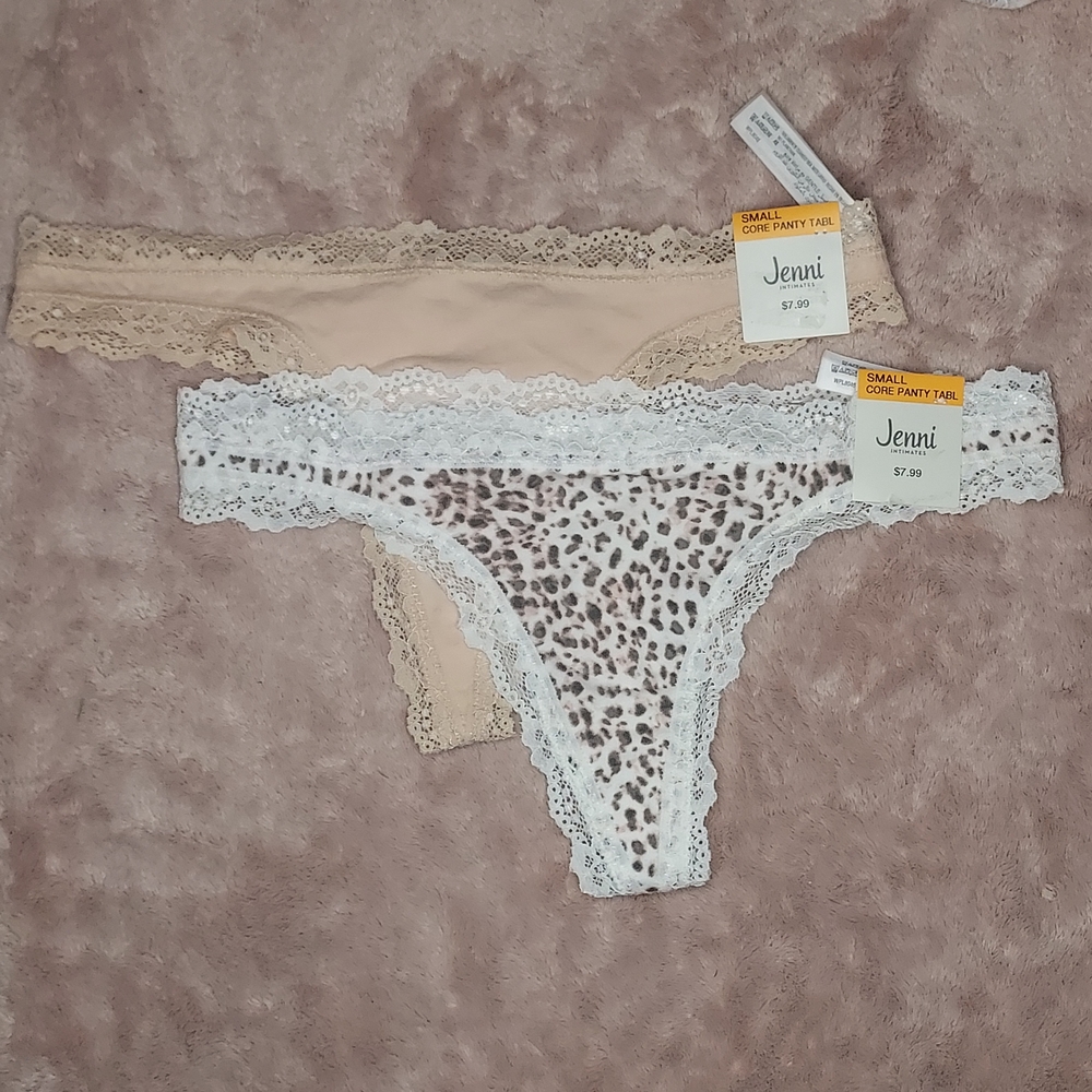 Jenni Women's Lace Trim Panty Set - Tan and White